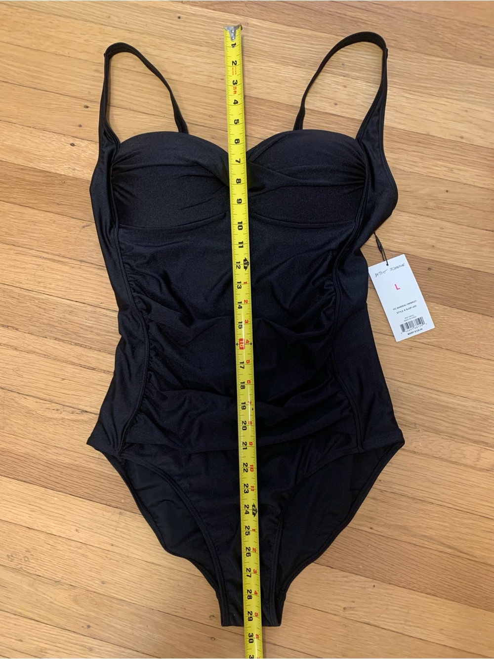 NWT BETSEY JOHNSON BLACK 1-Piece Bandeau Style Swimsuit in Size L - Picture 10 of 13